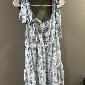 Floral Blue and White Dress